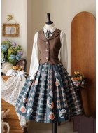 Forest Wardrobe Persimmon Orange Cat Blouse Vest and Skirt(Full Payment Without Shipping)